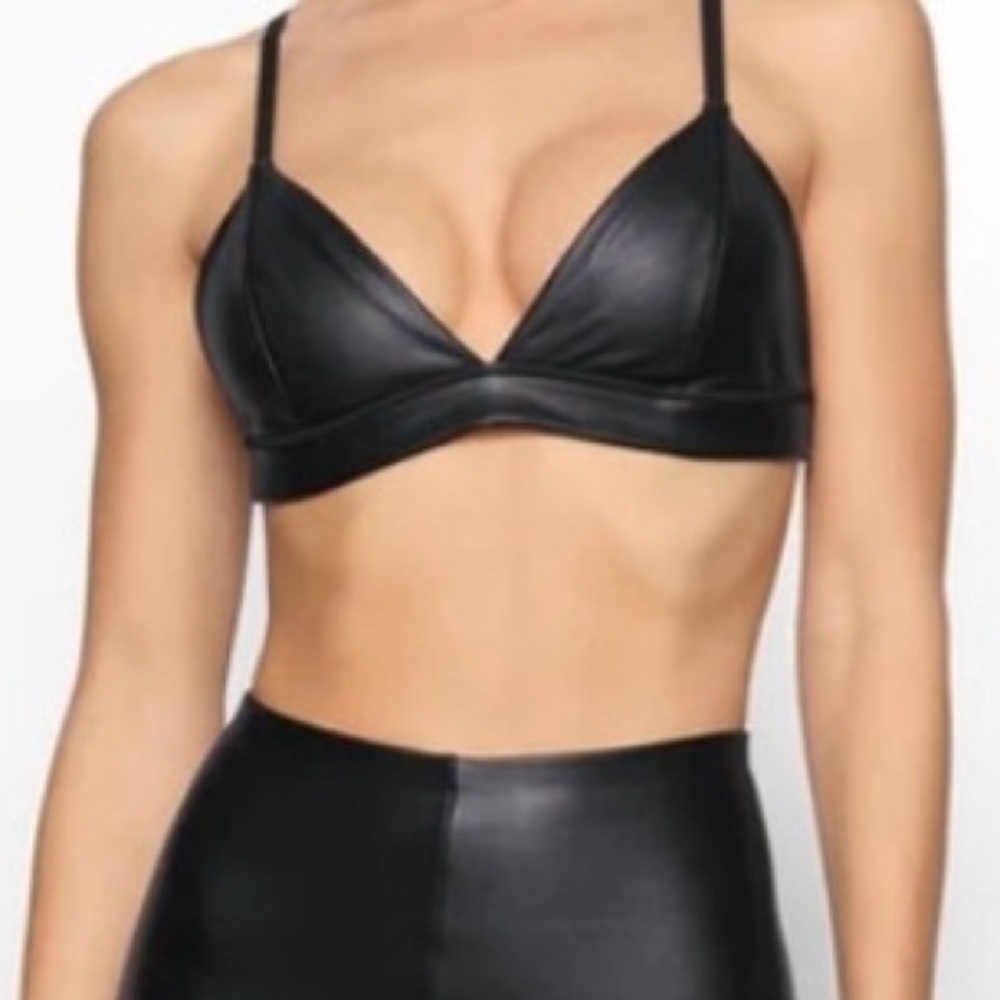 Skims Faux Leather Bralette